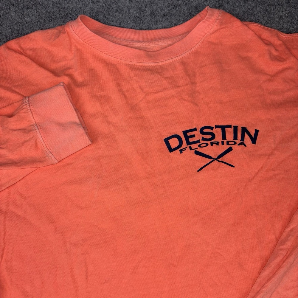 Alvin's Island Destin Florida Shirt Mens Medium Orange Long Sleeve Beach Oars
